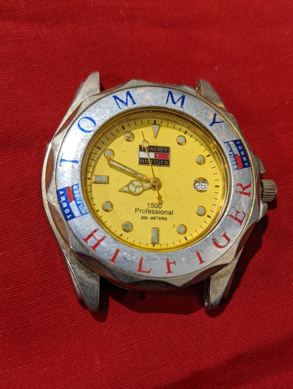 Tommy Hilfiger Men's Yellow Dial Stainless Steel Dive Watch